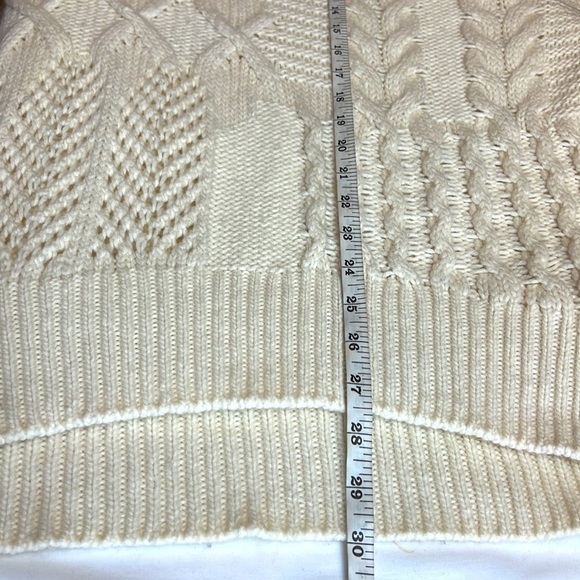 Athleta cableknit 80% wool 20% cashmere Fisherman coastal cardigan, beige SZ M - Picture 8 of 8